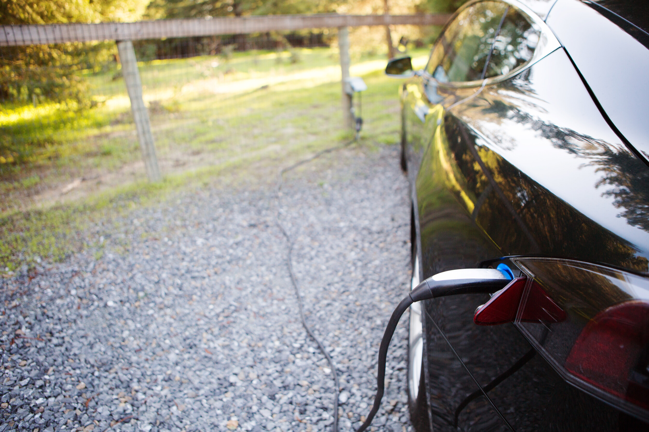 Electric car being recharged
